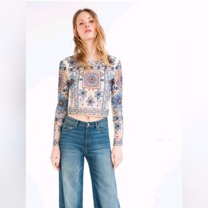 Zara Multicolor Geometric Print Blouse